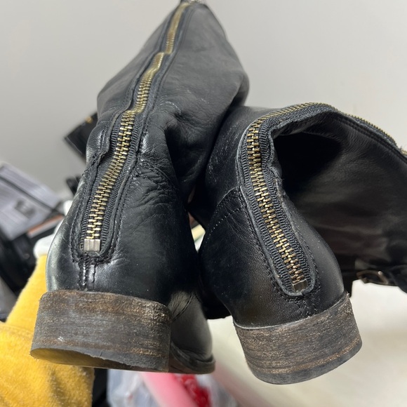 FRYE Pippa Black Back Zip Tall Leather Boots Sz 6.5 - Picture 11 of 16